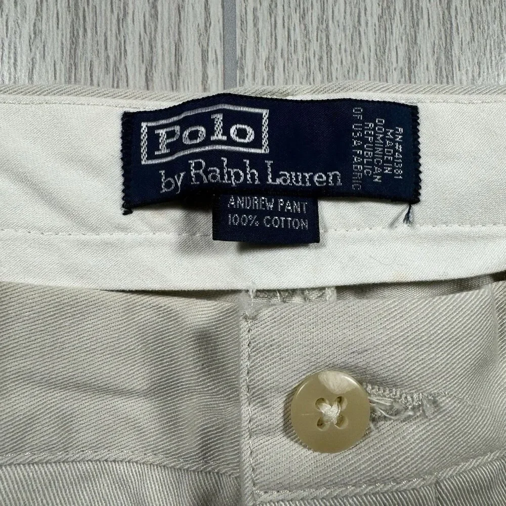Vintage NOS Polo Ralph Lauren Andrew Pant Double Pleated Men’s 35x30 Beige New